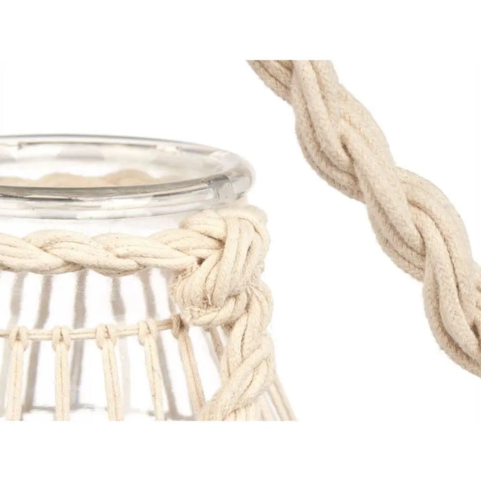 Candleholder Gift Decor White Transparent Glass Rope 17 x 25 cm 17 x 27 x 17 cm Tin (4 Units) - Декорация и