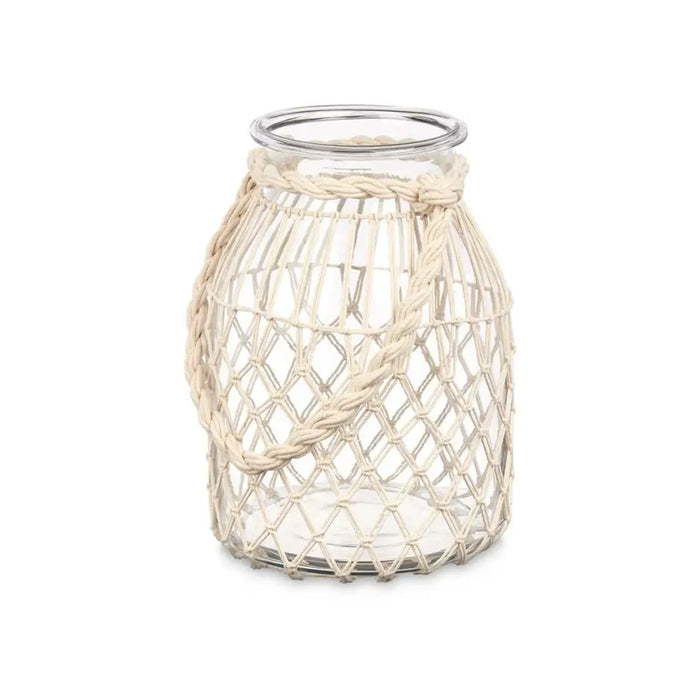 Candleholder Gift Decor White Transparent Glass Rope 20 x 30 cm 22 x 30 x 20 cm Tin (4 Units) - Декорация и