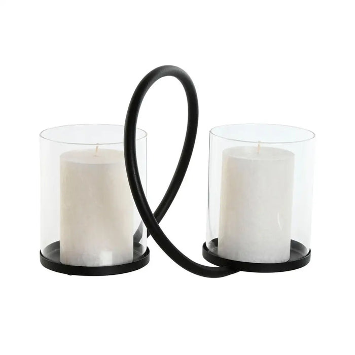 Candleholder Home ESPRIT Black Silver Metal Crystal 24 x 19 x 18 cm (2 Units) - Декорация и Осветление<<<Дом