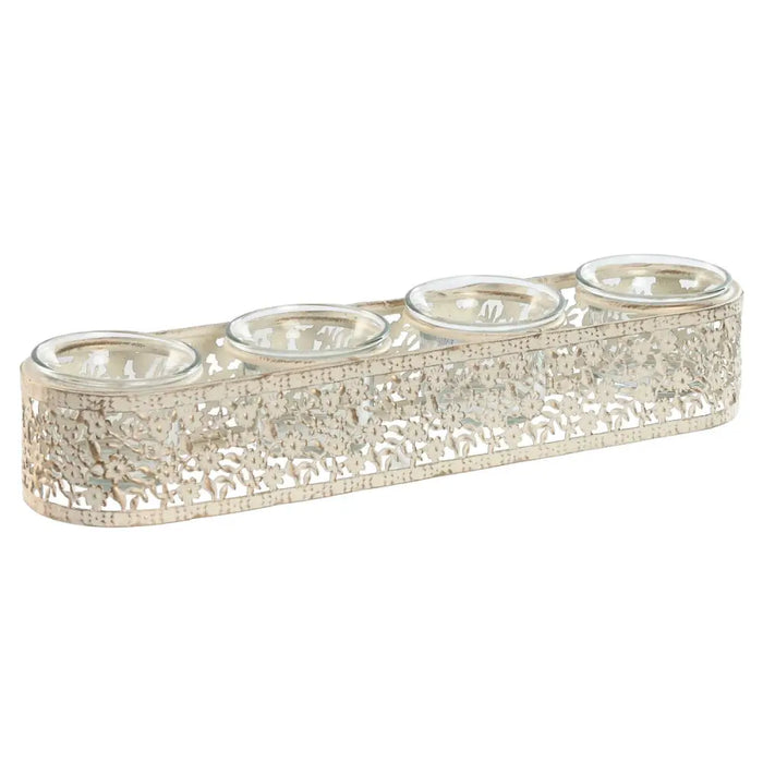 Candleholder Home ESPRIT Cream Metal Crystal 31 x 7 x 5 cm - Декорация и Осветление<<<Дом Градина<<<BigBuy&&&Свещи и