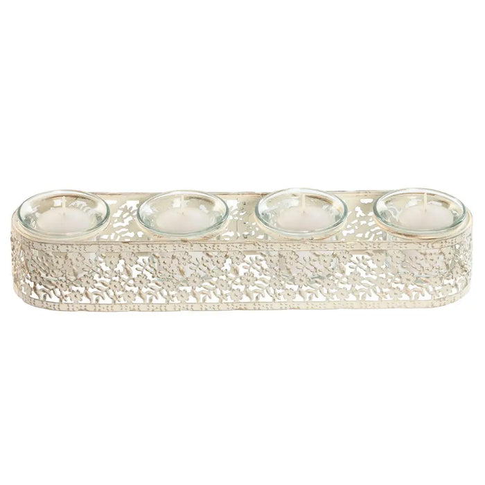 Candleholder Home ESPRIT Cream Metal Crystal 31 x 7 x 5 cm - Декорация и Осветление<<<Дом Градина<<<BigBuy&&&Свещи и