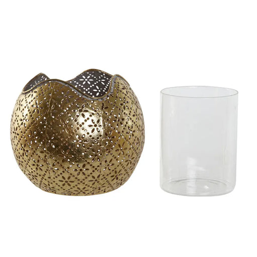 Candleholder Home ESPRIT Golden Metal Crystal 13,5 x 13,5 x 11,5 cm - Декорация и Осветление<<<Дом
