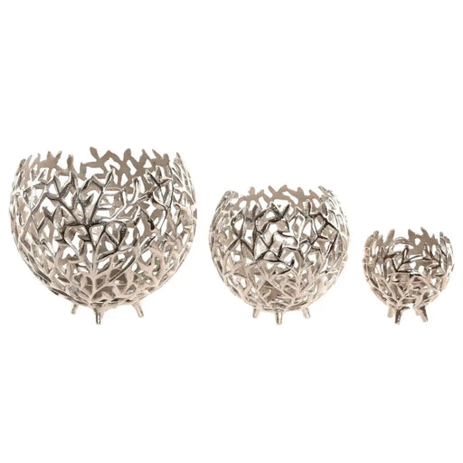 Candleholder Home ESPRIT Silver Aluminium 20 x 20 x 18 cm - Декорация и Осветление<<<Дом Градина<<<BigBuy&&&Свещи и