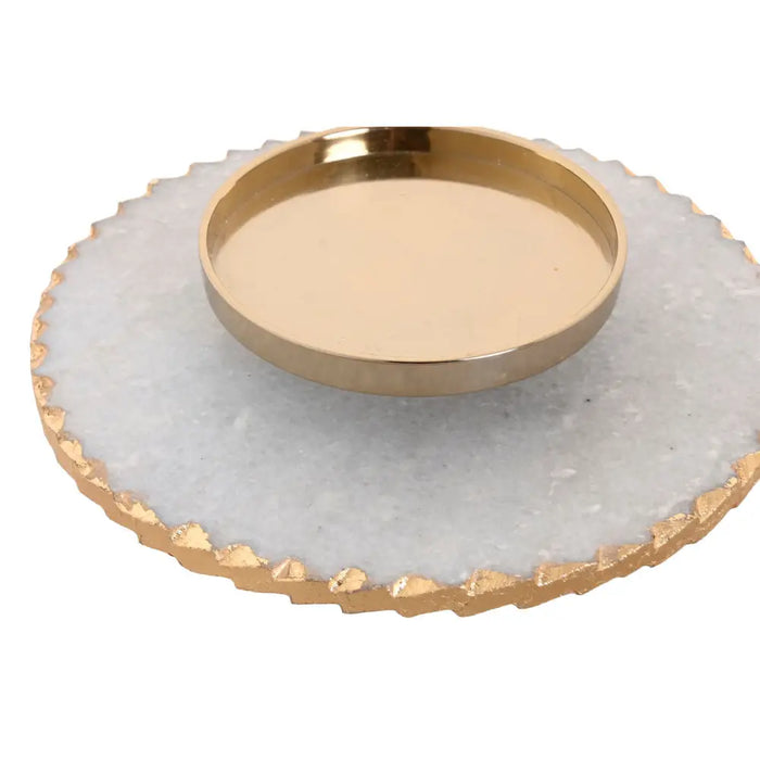 Candleholder Home ESPRIT White Golden Crystal Marble 25 x 25 x 27 cm - Декорация и Осветление<<<Дом