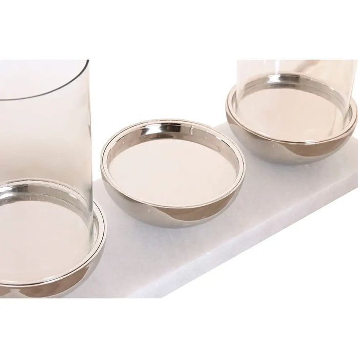 Candleholder Home ESPRIT White Silver Crystal Marble 40 x 13 x 22 cm - Декорация и Осветление<<<Дом
