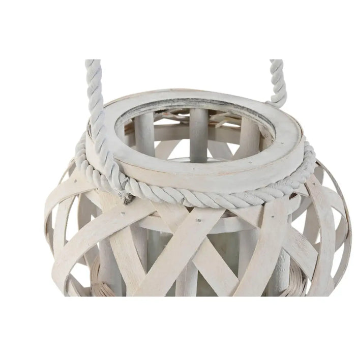 Candleholder Home ESPRIT White Wood Crystal 18 x 18 x 13 cm - Декорация и Осветление<<<Дом Градина<<<BigBuy&&&Свещи и