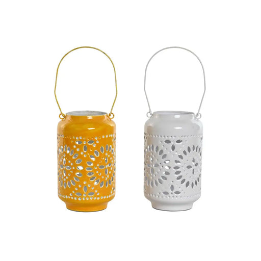 Candleholder Home ESPRIT Yellow White Iron 15 x 15 x 26 cm (2 Units) - Декорация и Осветление<<<Дом