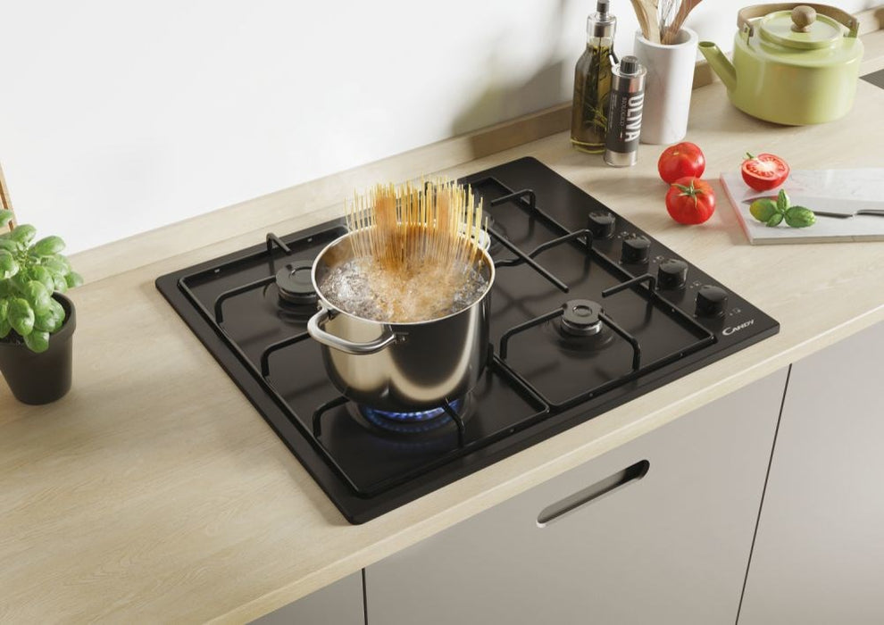 Candy CHW6LBB Black Built-in 60 cm Gas 4 zone(s)