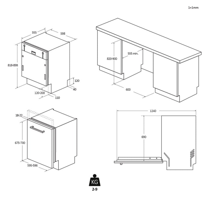 Candy CIP 3E7L0W Fully built-in 13 place settings E