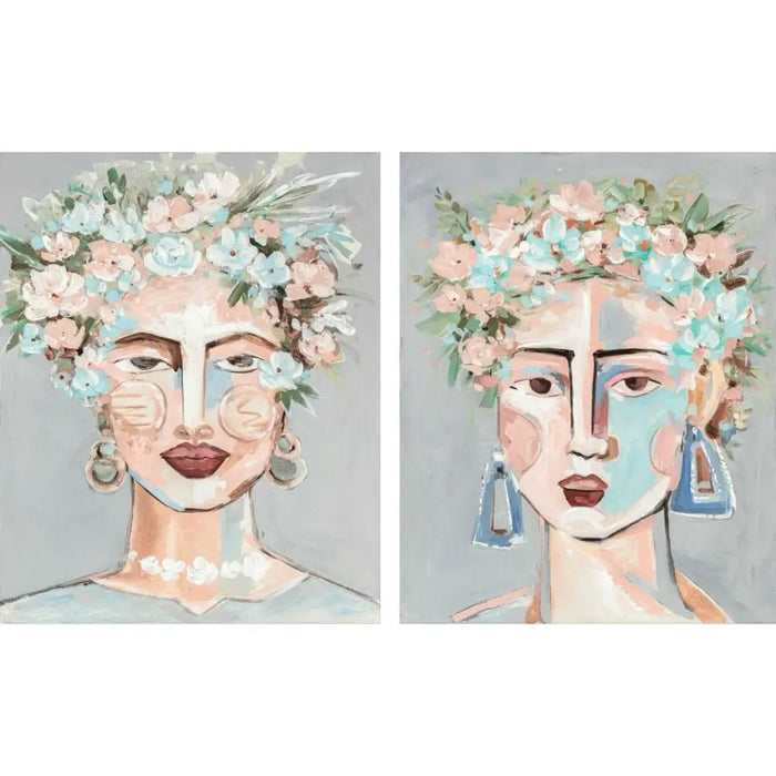 Canvas DKD Home Decor Flowers Modern 80 x 3,7 x 100 cm (2 Units) - Декорация и Осветление<<<Дом