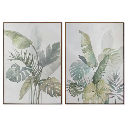 Canvas DKD Home Decor White Green Palms Tropical 100 x 4 x 140 cm (2 Units) - Декорация и Осветление<<<Дом