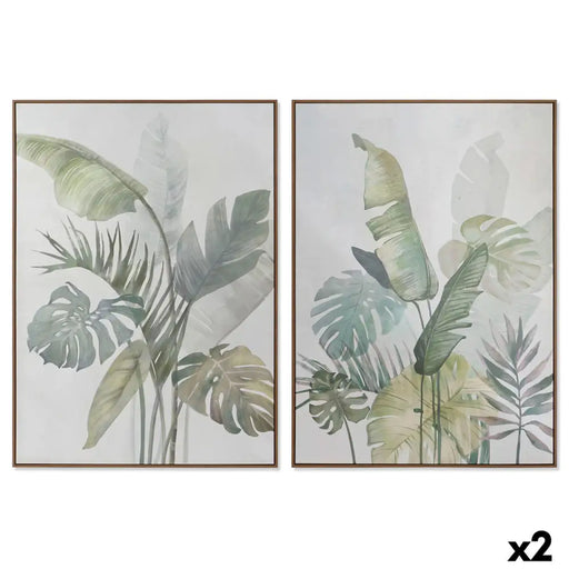 Canvas DKD Home Decor White Green Palms Tropical 100 x 4 x 140 cm (2 Units) - Декорация и Осветление<<<Дом
