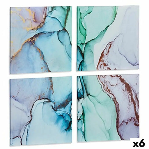 Canvas Gift Decor Canvas 35 x 7 x 35 cm Marble Blue (6 Units) - Декорация и Осветление<<<Дом Градина<<<BigBuy&&&Картини