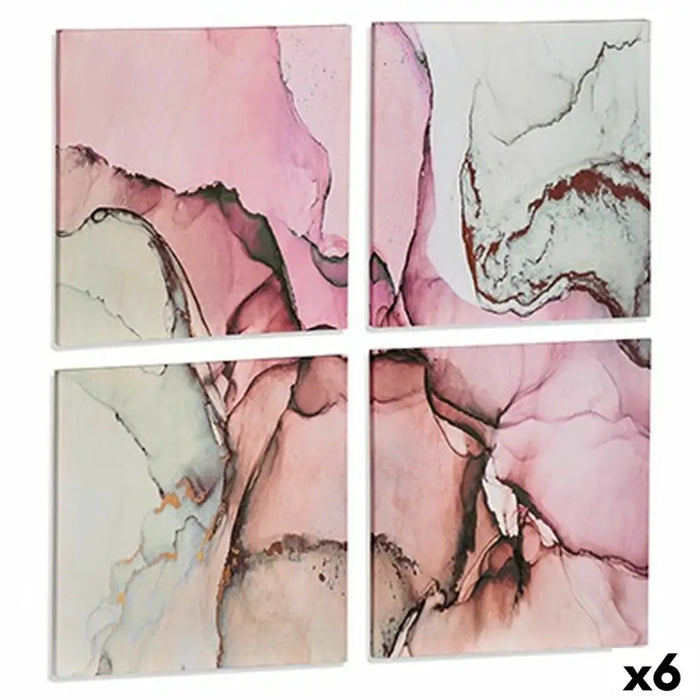 Canvas Gift Decor Canvas 35 x 7 x 35 cm Pink Marble (4 Pieces) (6 Units) - Декорация и Осветление<<<Дом