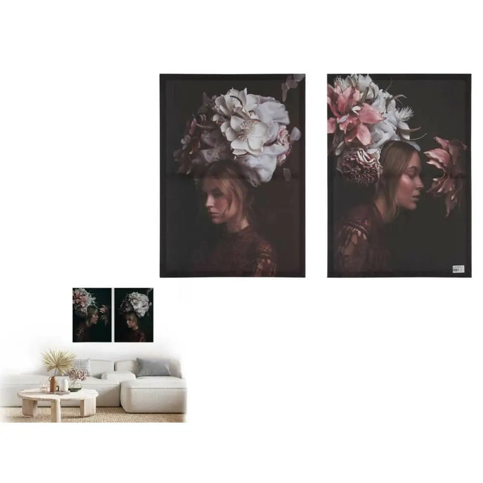 Canvas Gift Decor Canvas 50 x 3,5 x 70 cm 70 x 50 x 1,5 cm Lady (6 Units) - Декорация и Осветление<<<Дом