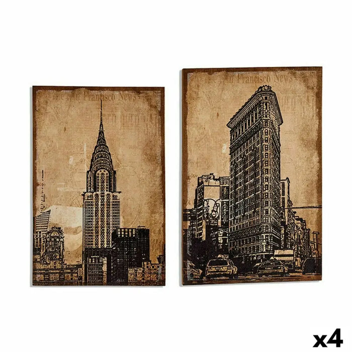 Canvas Gift Decor New York 90 x 3 x 60 cm (4 Units) - Декорация и Осветление<<<Дом Градина<<<BigBuy&&&Картини и