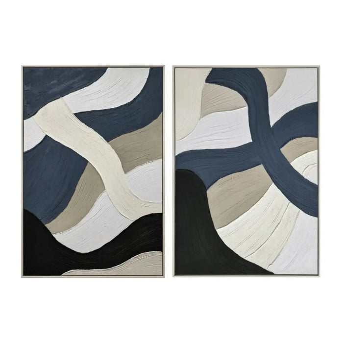 Canvas Home ESPRIT Blue White Modern Urban (2 Units) - Декорация и Осветление<<<Дом Градина<<<BigBuy&&&Картини и