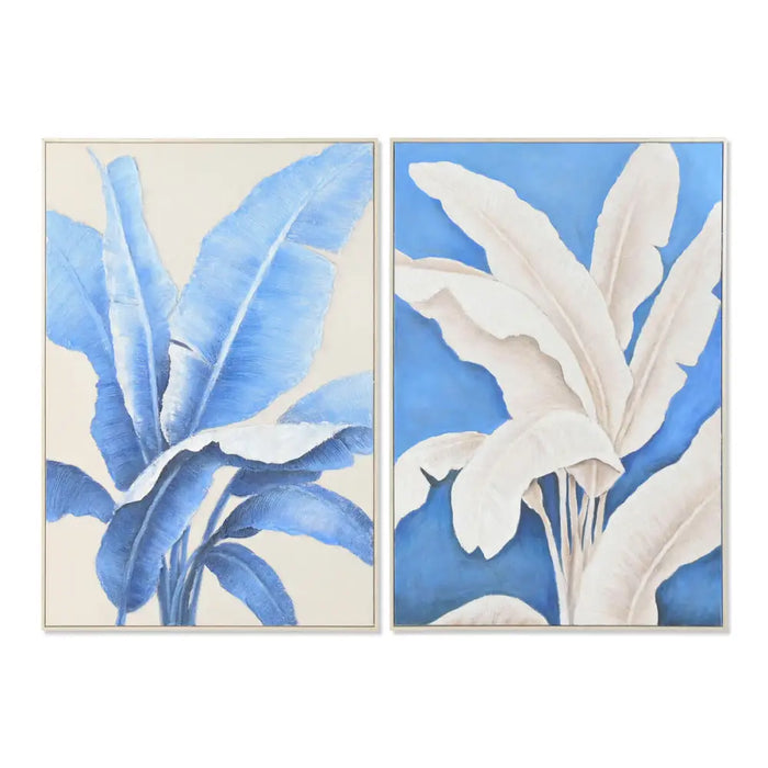 Canvas Home ESPRIT Blue White Sheets Tropical 82,5 x 4,5 x 122,5 cm (2 Units) - Декорация и Осветление<<<Дом