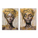 Canvas Home ESPRIT Brown Golden Colonial African Woman 90 x 3 x 120 cm (2 Units) - Декорация и Осветление<<<Дом