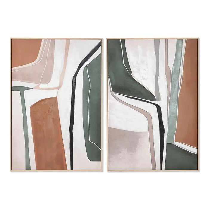 Canvas Home ESPRIT Green Beige Grey Terracotta Abstract Urban (2 Units) - Декорация и Осветление<<<Дом