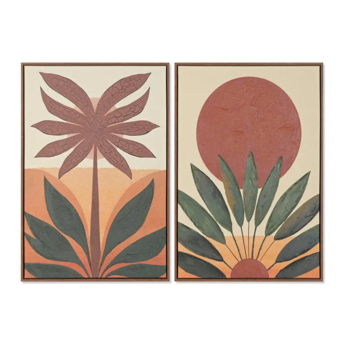 Canvas Home ESPRIT Green Orange Palms Colonial 63 x 4,5 x 93 cm (2 Units) - Декорация и Осветление<<<Дом