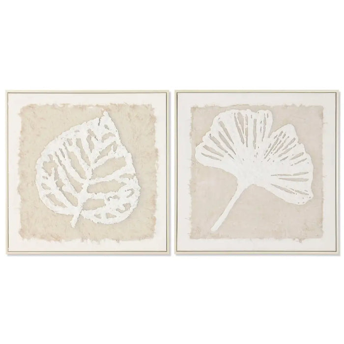 Canvas Home ESPRIT White Beige Leaf of a plant Cottage 62,5 X 3,5 X 62,5 CM (2 Units) - Декорация и Осветление<<<Дом