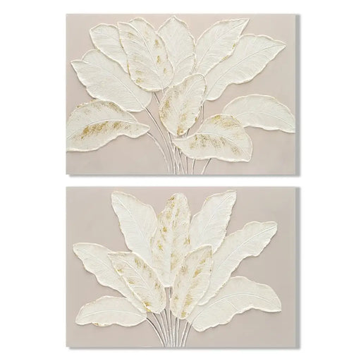 Canvas Home ESPRIT White Beige Sheets Cottage 90 x 3 x 60 cm (2 Units) - Декорация и Осветление<<<Дом