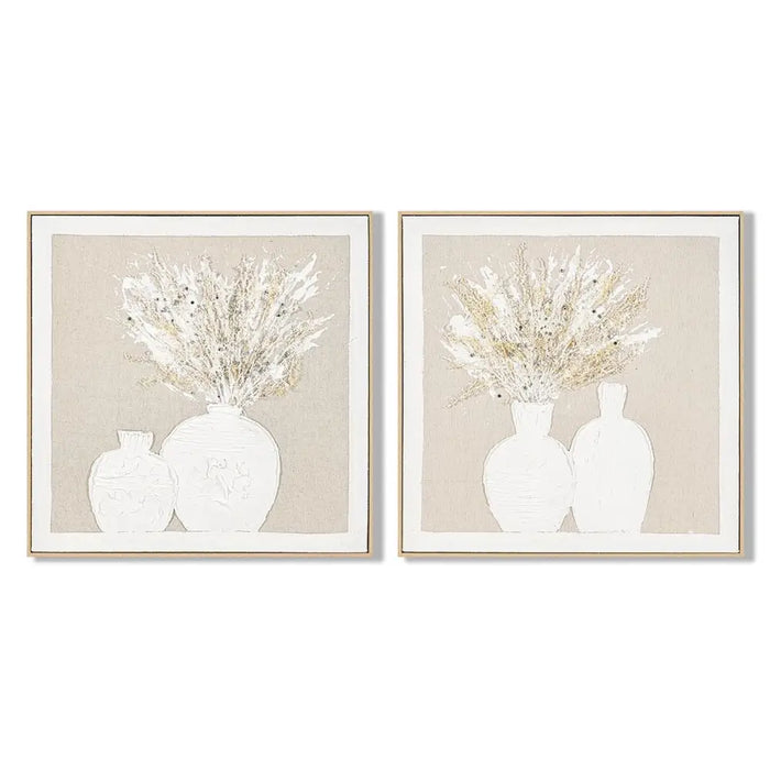Canvas Home ESPRIT White Beige Vase Cottage 62 x 4,5 x 62 cm (2 Units) - Декорация и Осветление<<<Дом