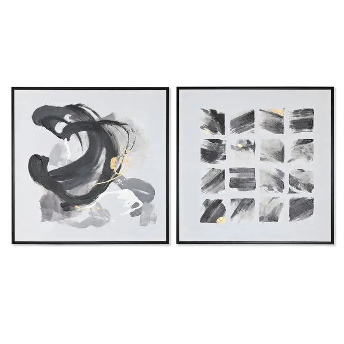 Canvas Home ESPRIT White Black polystyrene Canvas Abstract Modern 104 x 4 x 103,5 cm (2 Units) - Декорация и