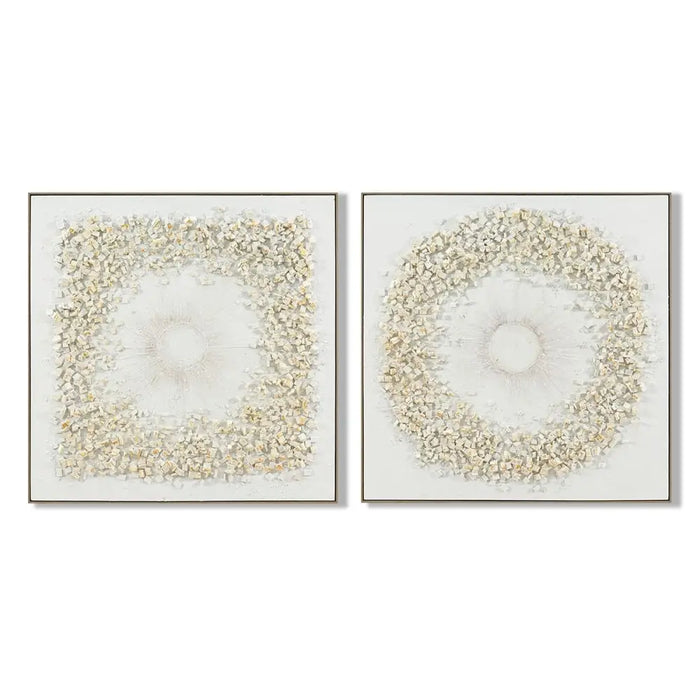 Canvas Home ESPRIT White Circles 102 x 4,5 x 102 cm (2 Units) - Декорация и Осветление<<<Дом Градина<<<BigBuy&&&Картини