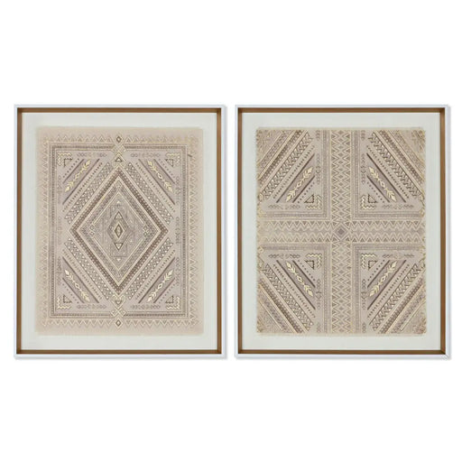 Canvas Home ESPRIT White Natural Boho 50 x 3,8 x 60 cm (2 Units) - Декорация и Осветление<<<Дом