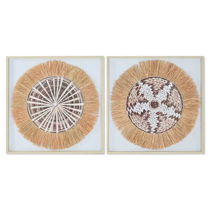 Canvas Home ESPRIT White Natural Boho 60 x 3 x 60 cm (2 Units) - Декорация и Осветление<<<Дом