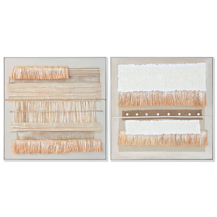 Canvas Home ESPRIT White Natural Boho 82 x 4,5 x 82 cm (2 Units) - Декорация и Осветление<<<Дом