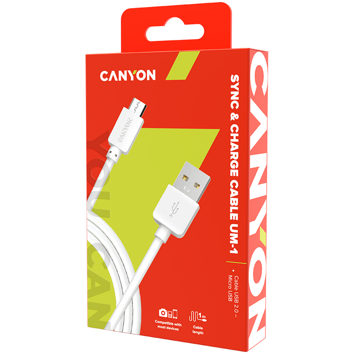 Cable CANYON CNE-USBM1W USB-USB Micro 1M