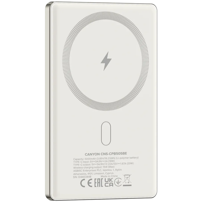 Canyon CNS-CPB505BE 5000 mAh Slim External Battery
