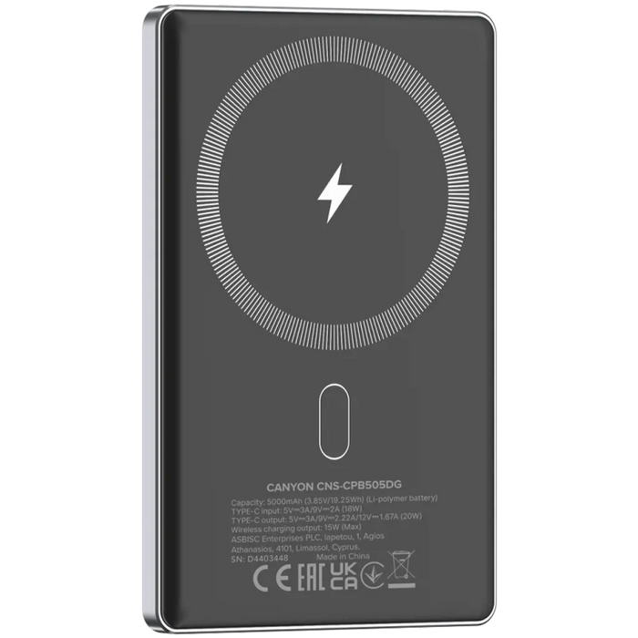 Canyon CNS-CPB505DG 5000 mAh Slim External Battery