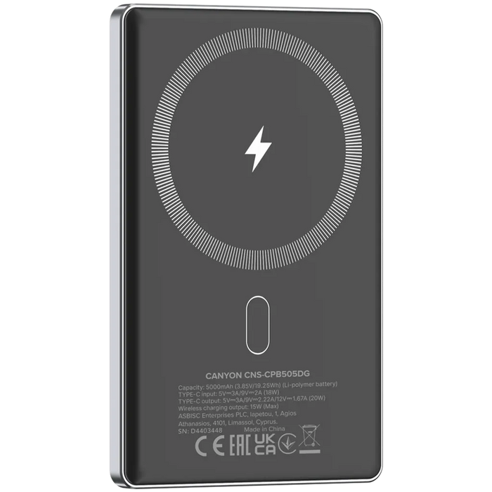 Canyon CNS-CPB505DG 5000 mAh Slim External Battery