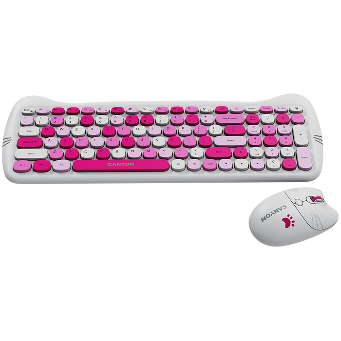 Wireless Set Keyboard, Mouse, Pad CANYON KITTY EDITION CNS-HSETW6PK CNS-HSETW6PK