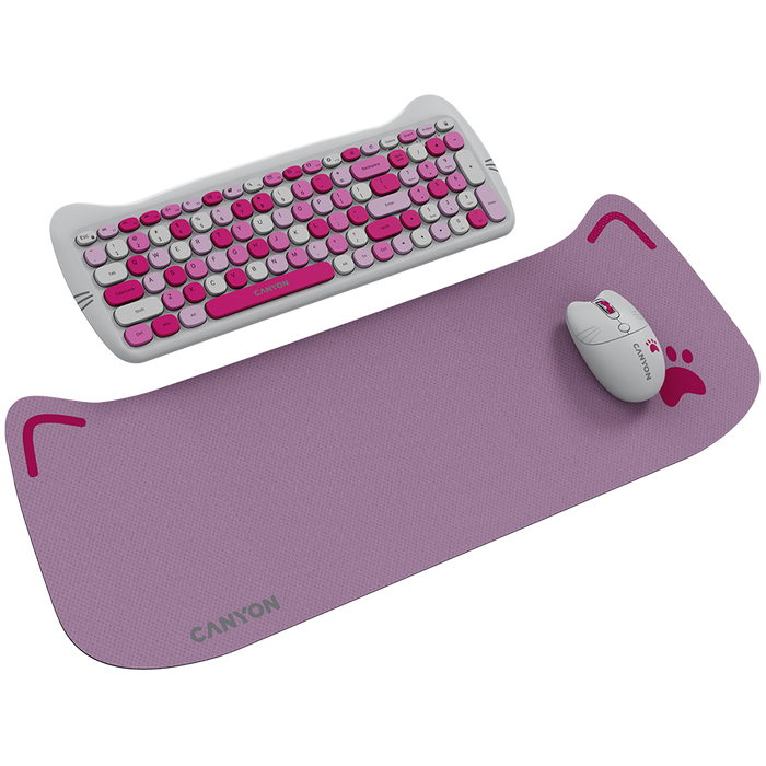 Wireless Set Keyboard, Mouse, Pad CANYON KITTY EDITION CNS-HSETW6PK CNS-HSETW6PK