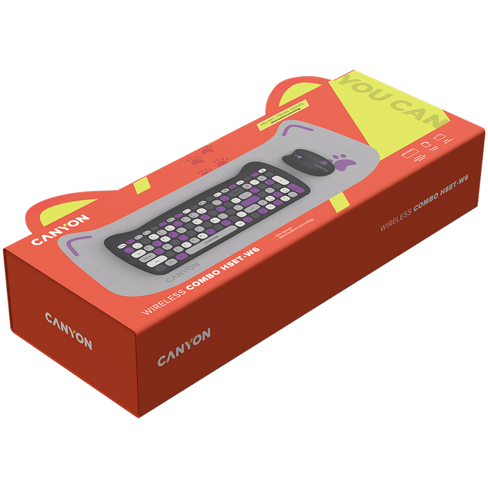 Wireless Set Keyboard, Mouse, Pad CANYON KITTY EDITION CNS-HSETW6VT CNS-HSETW6VT