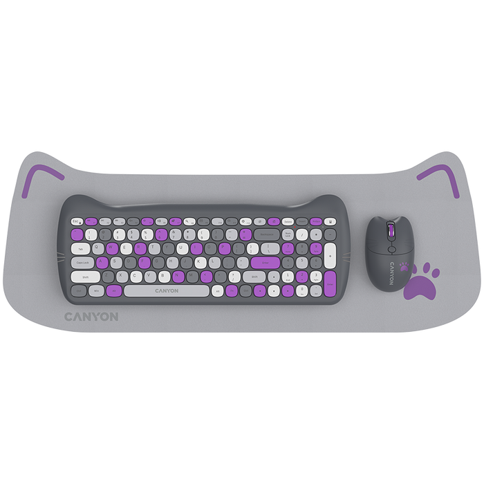 Wireless Set Keyboard, Mouse, Pad CANYON KITTY EDITION CNS-HSETW6VT CNS-HSETW6VT