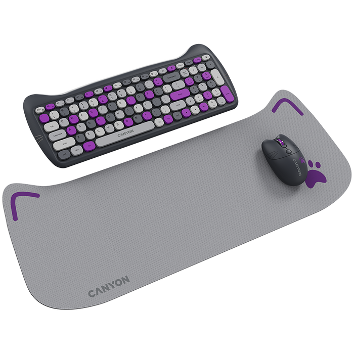 Wireless Set Keyboard, Mouse, Pad CANYON KITTY EDITION CNS-HSETW6VT CNS-HSETW6VT