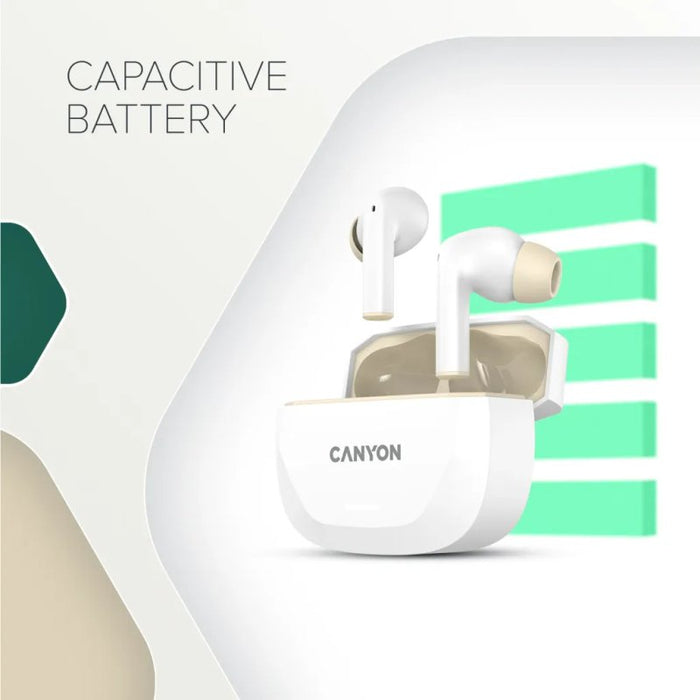 Headphones with microphone Canyon CNS-TWS7WB White