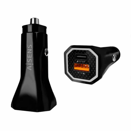 Car Charger Aisens ASCH-CAR2PQC-BK Black 38 W - Електроника Телефони и таблети<<<Компютри| Електроника<<<BigBuy&&&USB