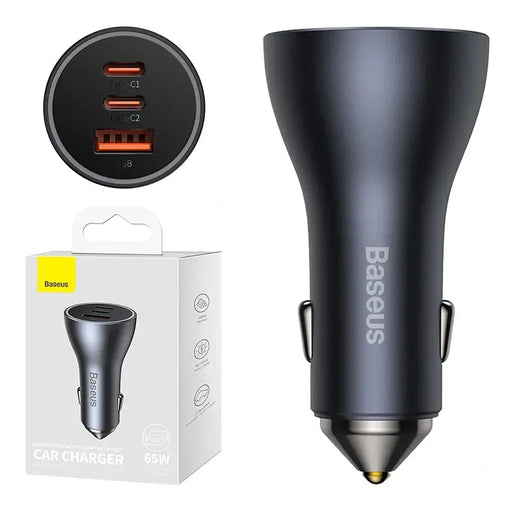 Car charger Baseus Golden Contactor Pro 2x USB-C 1x USB 65W (grey) - Car chargers<<<Chargers<<<GSM