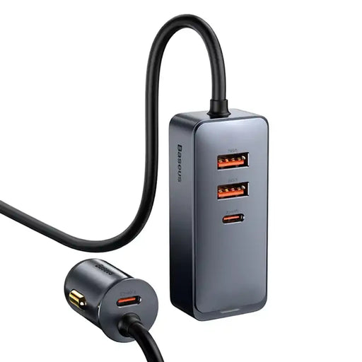 Car charger Baseus Share Together with extension cord 2x USB 2x USB-C 120W (grey) - Car chargers<<<Chargers<<<GSM