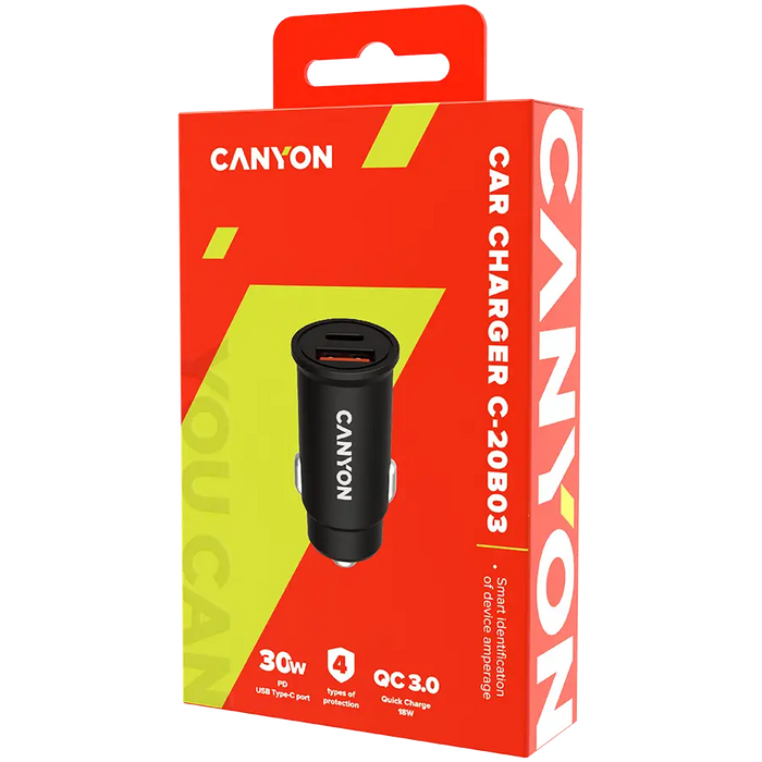 Car charger CANYON CNS-CCA20B03 - Аксесоари за смартфон<<<Аксесоари<<<TechMart&&&Аксесоари за смартфон<<<Телефони и