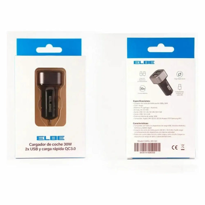 Car Charger ELBE CARG-301-QC 30 W - Електроника GPS и Автомобил<<<Компютри| Електроника<<<BigBuy&&&USB зарядни за