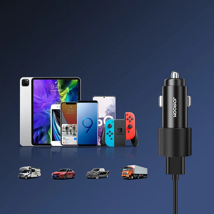 Car Charger Joyroom JR-CL10 2x USB 4.8A + Cable 3in1 (black) - Car chargers<<<Chargers<<<GSM
