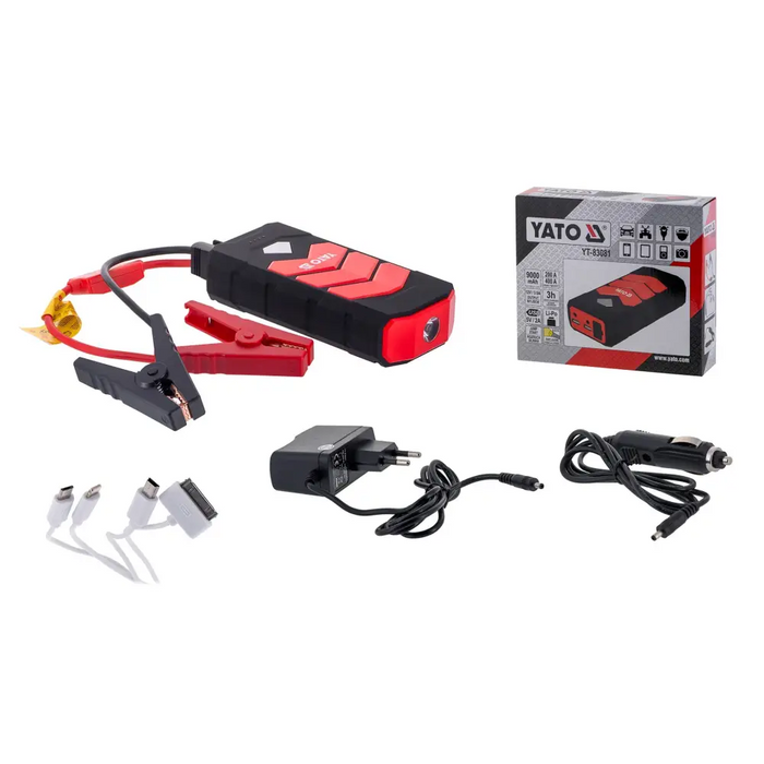 Car jump starter YATO YT-83081 car power bank 9000 mAh 9000 mAh Black Orange - Starting devices startersESA-ROZ<<<Car